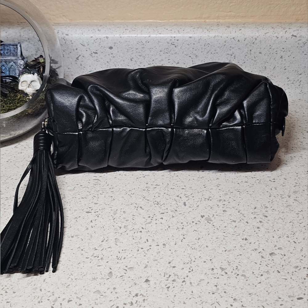 EUC Rebecca Minkoff Ruched Vegan Leather Clutch - Picture 4 of 9